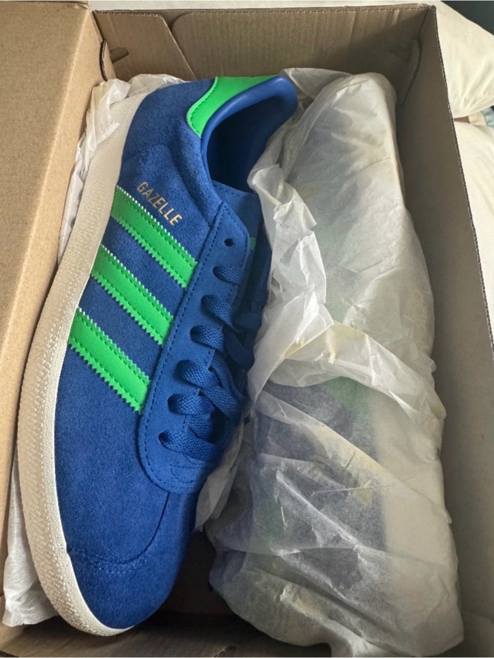 adidas Gazelle Blue with Green Stripes Men’s Sneakers